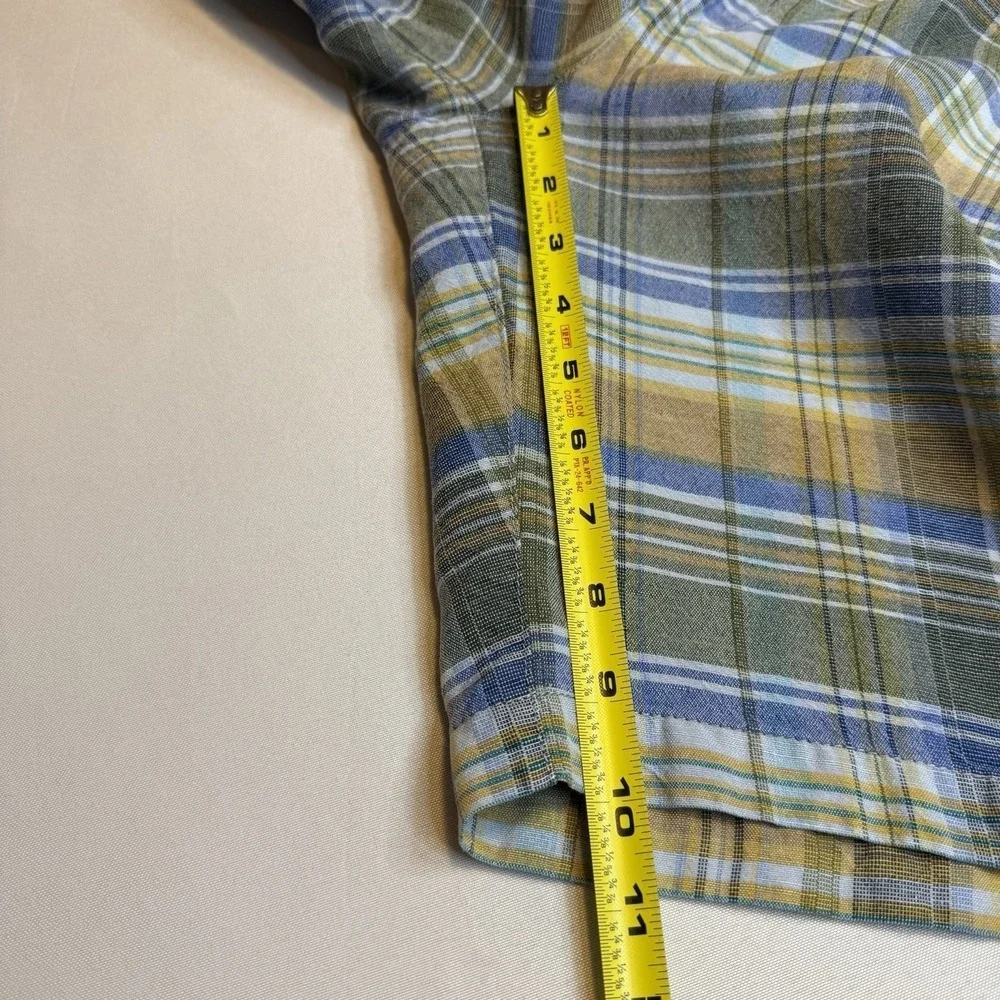 Tommy Bahama Men Blue Brown Plaid Linen Blend Casual Golf Summer Beach‎ Sz 42